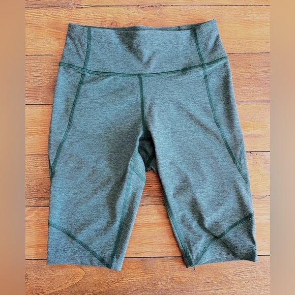 OUTDOOR VOICES Green heathered biker shorts long inseam hidden pocket Sz XS - Picture 3 of 11